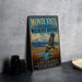 A vintage-style metal sign for Monte Vista National Wildlife Refuge in Colorado, featuring a bird in flight and a scenic landscape.