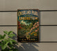 A vintage-style sign for Overland Park Arboretum in Kansas, featuring a scenic illustration of a garden and a gazebo.