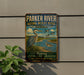 A vintage-style metal sign for the Parker River National Wildlife Refuge in Massachusetts, featuring an illustration of a heron and ducks in a grassy area with a river.