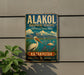 A vintage-style metal sign for the Kazakhstan Biosphere Reserve, featuring a scenic illustration of a bird and a lake surrounded by mountains.