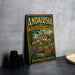 A vintage-style sign for "Andalusia Historic House & Gardens" in Pennsylvania, featuring an illustration of a historic house surrounded by gardens.