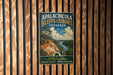 A vintage-style metal sign for the Apalachica Bluffs & Ravines Preserve in Florida, featuring a scenic landscape with a river and palm trees.