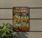 a vintage advertisement for the Palermo Cathedral in Sicily, Italy, with a collage of images depicting the cathedral and surrounding scenery.