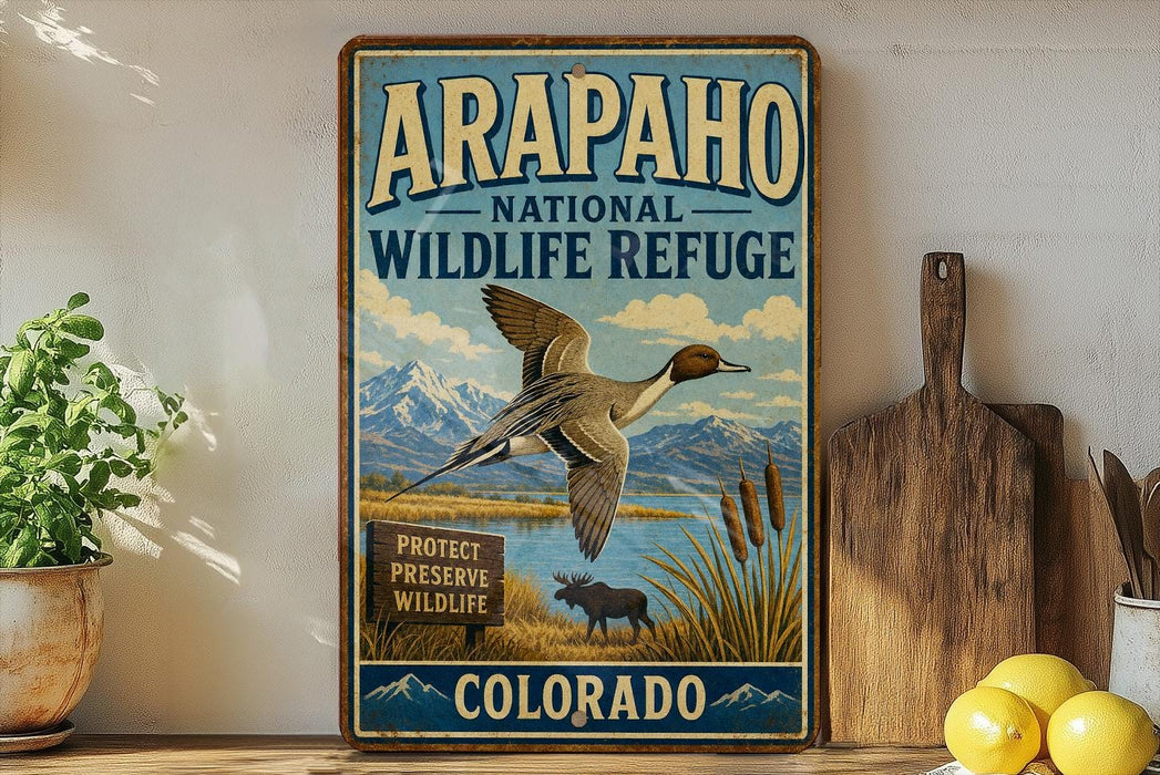 Arapaho National Wildlife Refuge Colorado Vintage Style Metal Sign Rustic Wildlife Sanctuary Decor Cabin Lodge Wall Plaque