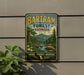 A vintage-style metal sign for Bartram Forest in Georgia, featuring a scenic landscape with mountains, trees, and a river.