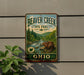 A vintage-style metal sign for Beaver Creek State Forest in Ohio, featuring a beaver in a forest setting.