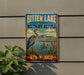 A vintage-style metal sign for the Bitter Lake National Wildlife Refuge in New Mexico, featuring a large blue heron and other wildlife in a scenic landscape.
