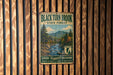 A vintage-style metal sign for Black Turn Brook State Forest, featuring a scenic illustration of a forest with a river and mountains in the background.