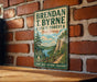 A vintage metal sign for Brendan T. Byrne State Forest in New Jersey, featuring a scenic illustration of a forest and a lake.