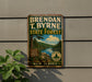 A vintage metal sign for Brendan T. Byrne State Forest in New Jersey, featuring a scenic landscape with a river, pine trees, and wildlife.