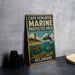 A vintage metal sign for Cape Henlopen Marine Preserve in Delaware, featuring illustrations of marine life and a lighthouse.
