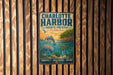 A metal sign for Charlotte Harbor Aquatic Preserve, Florida, featuring an illustration of various marine life and a message encouraging visitors to protect, preserve, and enjoy the natural environment.