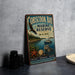 A vintage metal sign for Cobscook Bay, Maine, featuring an illustration of a seagull, a seal, and a boat on the water.