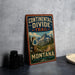A vintage-style metal sign for the Continental Divide Trail in Montana, featuring a mountain landscape and the trail name.