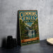 A vintage metal sign for Cummins Falls State Park in Tennessee, featuring a scenic waterfall and lush greenery.