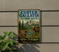 A vintage metal sign for the Custer Gallatin National Forest, featuring a moose and a mountain landscape.