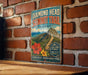 A vintage-style metal sign for the Diamond Head Summit Trail in Hawaii, featuring a mountain landscape and a path leading to a castle.