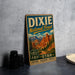 A vintage metal sign for Dixie National Forest in Utah, featuring a scenic mountain landscape.