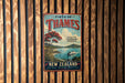 A vintage travel poster advertising the Firth of Thames, a scenic destination in Thames, New Zealand.