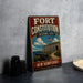 A vintage-style metal sign for the Fort Constitution Historic Site in New Hampshire, featuring an illustration of the fort and an American flag.