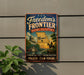 a vintage-style metal sign with a map of Missouri, a cowboy on horseback, and a message about freedom and exploration.