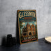 A vintage-style metal sign for Glissner House, a masterpiece of American architecture, located in Illinois.
