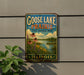A vintage-style sign for Goose Lake Prairie, Illinois, featuring a scenic landscape with flowers and a lake.