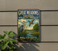 A vintage-style metal sign for the Great Meadows National Wildlife Refuge in Massachusetts, featuring illustrations of birds and a serene landscape.