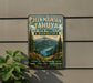 A vintage-style metal sign for Green Mountain Tahua State Forest in Washington, featuring a scenic mountain landscape with pine trees and a river.