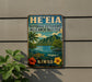 A vintage-style sign for the National Estuarine Research Reserve in Hawaii, featuring a tropical landscape with palm trees, mountains, and a body of water.