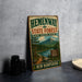 A vintage-style metal sign for Hemenway State Forest in New Hampshire, featuring a scenic illustration of the forest and a mountain range.