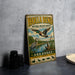 A vintage-style metal sign for Holla Bend National Wildlife Refuge in Arkansas, featuring illustrations of ducks and other wildlife.