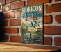 A vintage-style metal sign for the Horizon National Wildlife Refuge in Wisconsin, featuring illustrations of various birds and wildlife in a natural setting.