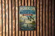 A vintage metal sign for the Horizon National Wildlife Refuge in Wisconsin, featuring a serene landscape with ducks and geese in flight.