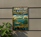 A metal sign on a wall that reads "Jamaica Bay Marine protected area New York" with illustrations of a bird, fish, and a sailboat.