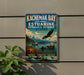 A vintage-style sign for the Kachemak Bay National Estuarine Research Reserve in Alaska, featuring an eagle, a sea otter, and various marine life.