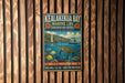 A vintage metal sign for Kealakeua Bay, Hawaii, featuring a turtle, fish, and a boat on the ocean.