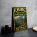 A vintage metal sign for the Kearsarge Mountain State Forest in New Hampshire, featuring a scenic mountain landscape and the text "New Hampshire Live Free".