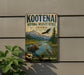 A vintage-style metal sign for Kootenai National Wildlife Refuge in Idaho, featuring wildlife such as a moose, eagle, and heron, set against a scenic landscape.