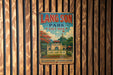 A vintage metal sign for Lang Son Park in Vietnam, featuring a colorful illustration of the park's architecture and landscape.