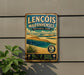 A vintage-style metal sign for Lençois Maranhenes National Park in Brazil, featuring a beach scene and palm trees.