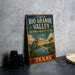 A vintage-style sign for the Lower Rio Grande Valley National Wildlife Refuge in Texas, featuring an illustration of a heron and other wildlife in a natural setting.