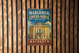 A vintage metal sign for the Margravial Opera House in Bayreuth, Germany, featuring an illustration of the ornate building.