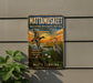 A vintage metal sign for Mattamukkee National Wildlife Refuge in North Carolina, featuring a serene landscape with ducks and a sunset.
