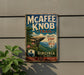 A vintage trail sign for the Mcafee Knob Trail in Virginia, featuring a scenic mountain landscape and encouraging visitors to "Take in the View, Keep it Wild!"
