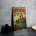 A vintage-style metal sign for the Monastic Island of Reichenau, Germany, featuring a castle and a lake with a sailboat.