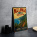A vintage-style metal sign for Muliwaia Trail in Hawaii, featuring a scenic mountain landscape with a path leading to the Kauai, Hawaii island.