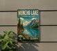 A vintage-style metal sign for Muncho Lake, a scenic park in British Columbia, Canada.