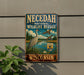 A vintage metal sign for the Necedah National Wildlife Refuge in Wisconsin, featuring a large bird and a serene landscape.