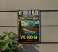 A vintage-style sign for Yukon, a fishing branch in the Territorial Park of the Yukon Territory, Canada.